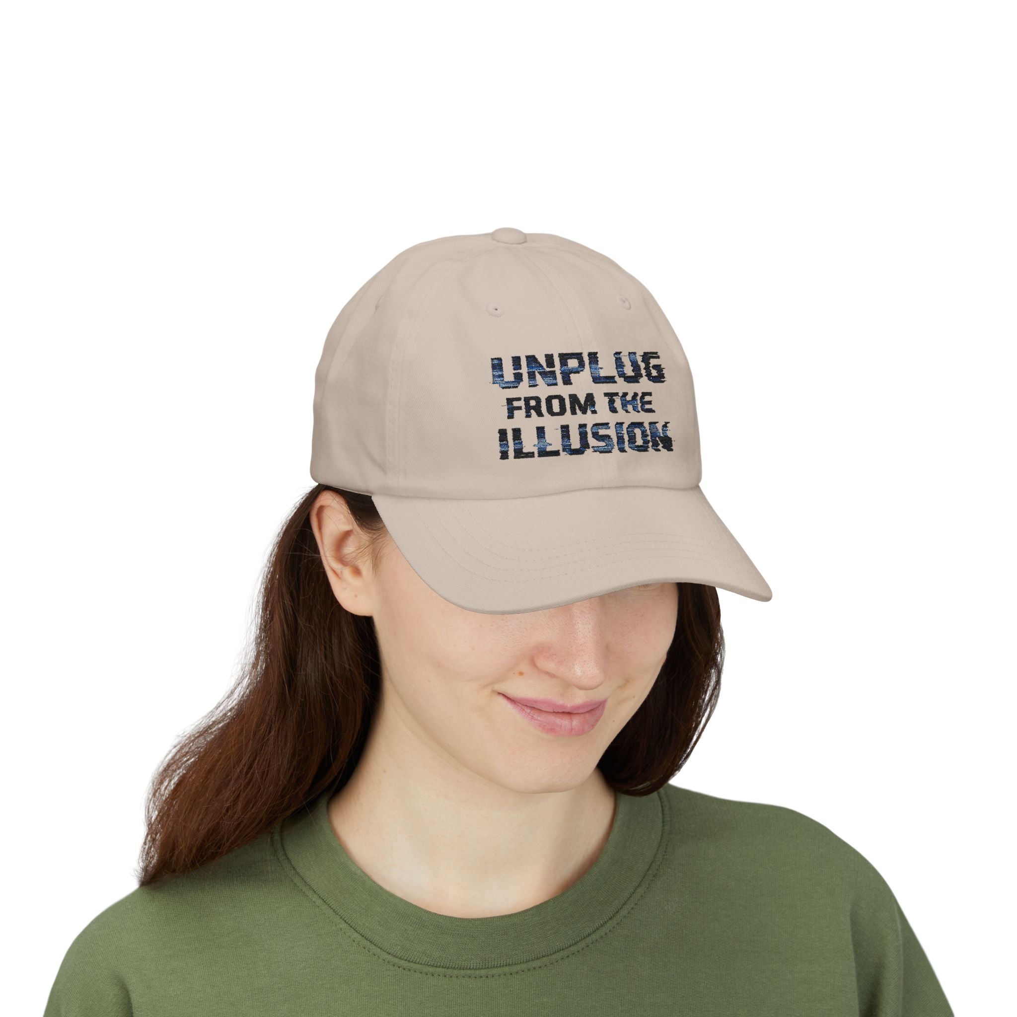 Unplug From The Illusion Dad Cap - Classic White Embroidered Baseball Hat