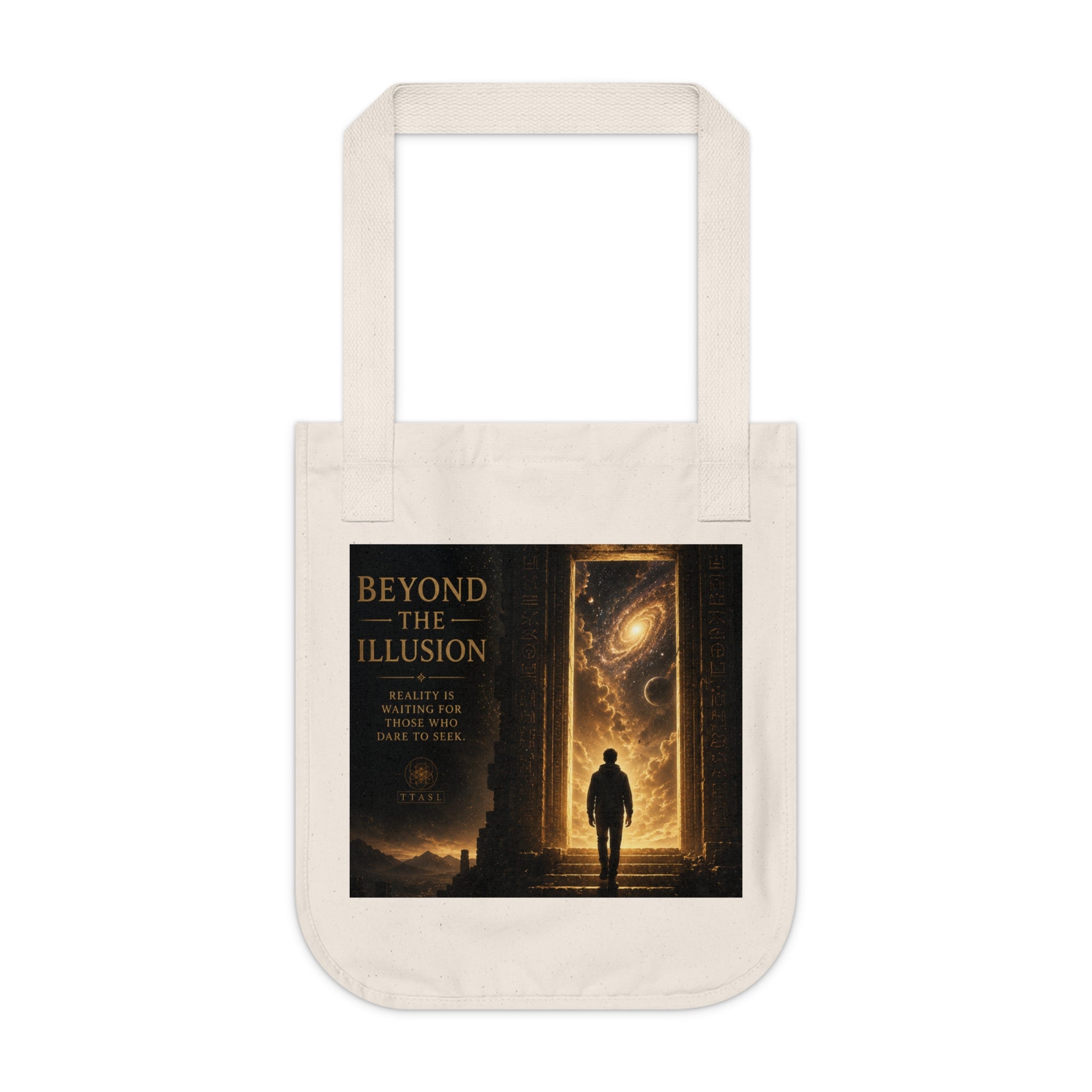 Beyond the Illusion Tote Bag — Cosmic Doorway Organic Canvas Shopper