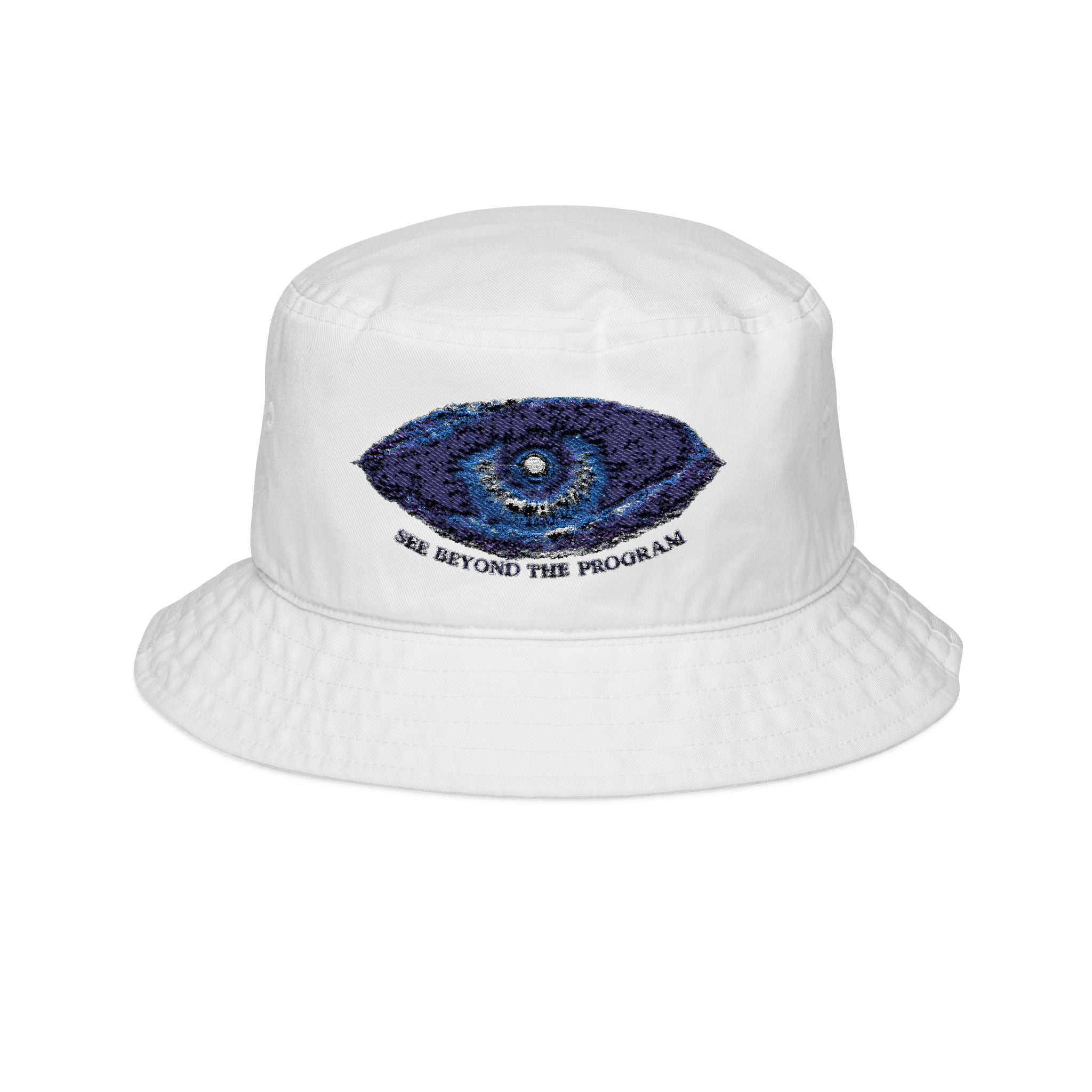 Embroidered Galaxy Eye Bucket Hat — 'See Beyond the Program'